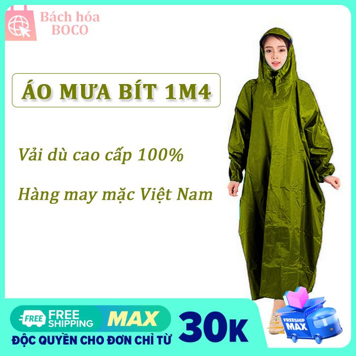 Áo mưa bít không xẻ tà vải dù chống thấm, nhanh khô, kích thước 1m4 phù hợp nam và nữ, hàng may mặc Việt Nam cao cấp