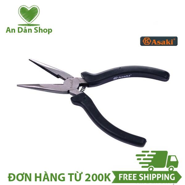 Kìm nhọn cán đen kiểu mỹ 200mm asaki ak-8050