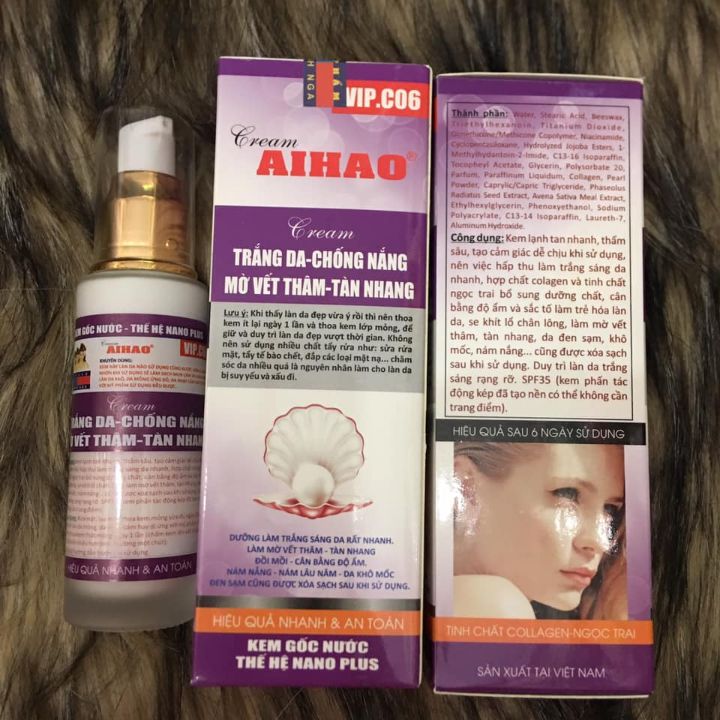 Cream AiHao Ngọc trai Trắng da - Chống nắng, Mờ vết thâm - Tàn nhang 50ml