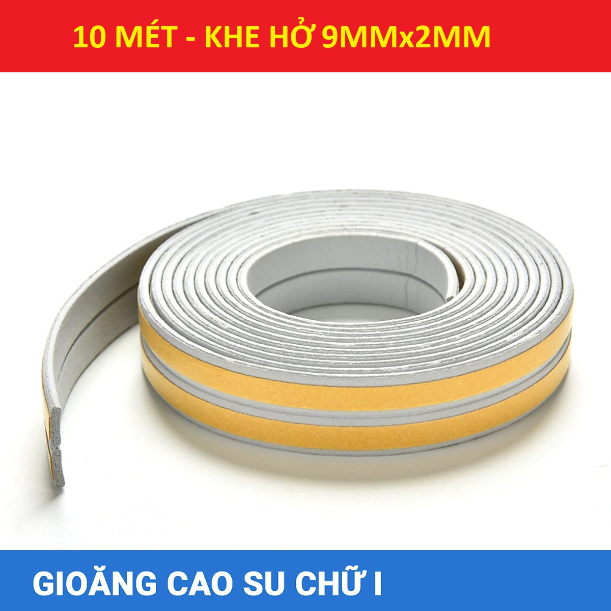10 MÉT-Khe hở 9x2mm-Ron Cao Su Dán Khe Hở Cửa ngăn Bụi, Muỗi Giảm Âm-OLIA-Gioăng dán cửa cao su