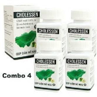 4 hộp cholessen - hạ mỡ máu, giảm gan nhiễm mỡ, kiểm soát béo phì