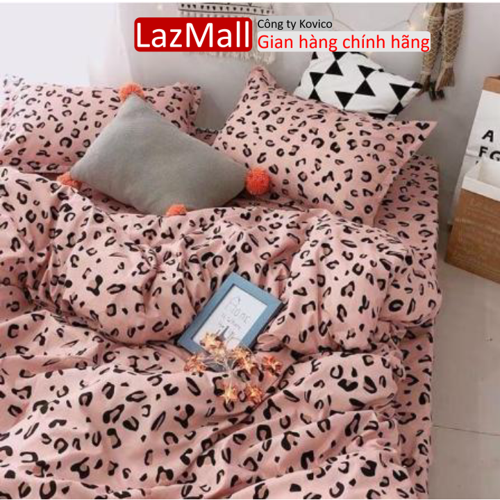 Vỏ chăn lồng ruột 2mx2m2 có khóa kéo,vải cotton poly hàn,mẫu da báo hồng Sunzin  Kho chăn ga gối, ga giường, drap giường