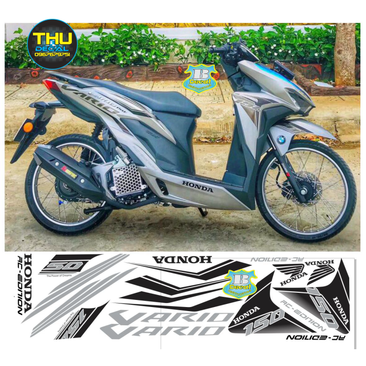[ QUÍ KHÁCH VUI LÒNG MANG TEM RA TIỆM CHO THỢ DÁN] TEM RỜI dán cho xe vario 150 xám đen in decal trong dán xe trắng hoặc bạc