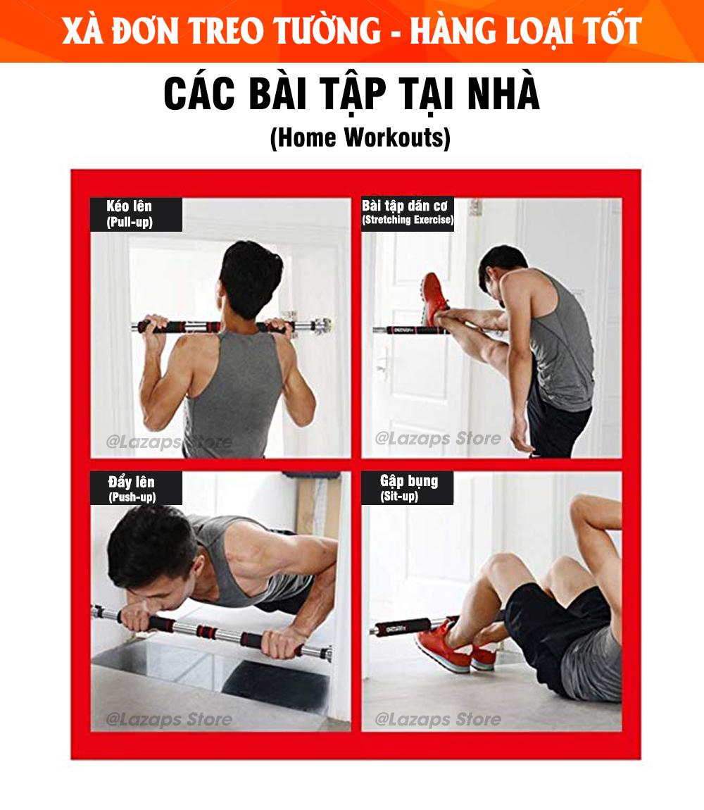 Xà Đơn Treo Tường, Xà Đơn Gắn Cửa, Xà Đơn Gắn Tường, Tập Xà Đơn Tại Nhà, điều chỉnh - Thiết Kế Nhỏ Gọn, Không Cần Khoan Đục, Chịu Lực Lên Tới 200 KG, Tập Đều Đặn 3-4 lần/Tuần Giúp Tăng Chiều Cao, Mang Lại Thân Hình Săn Chắc - An Toàn Tuyệt Đối!
