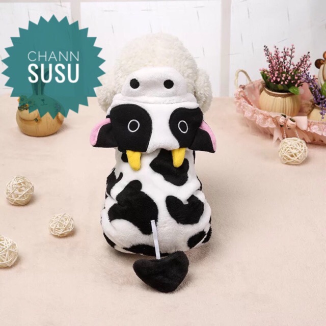 QUẦN ÁO CHÓ MÈO - Áo bò sữa 4 chân cho thú cưng chất nhung mịn đẹp - Channsusu Pet Shop
