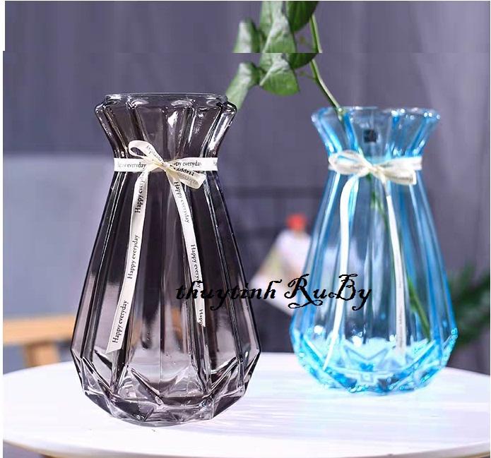 Bình hoa thủy tinh kim cương - bình bông thủy tinh để bàn, lọ cắm hoa trang trí sang trọng
