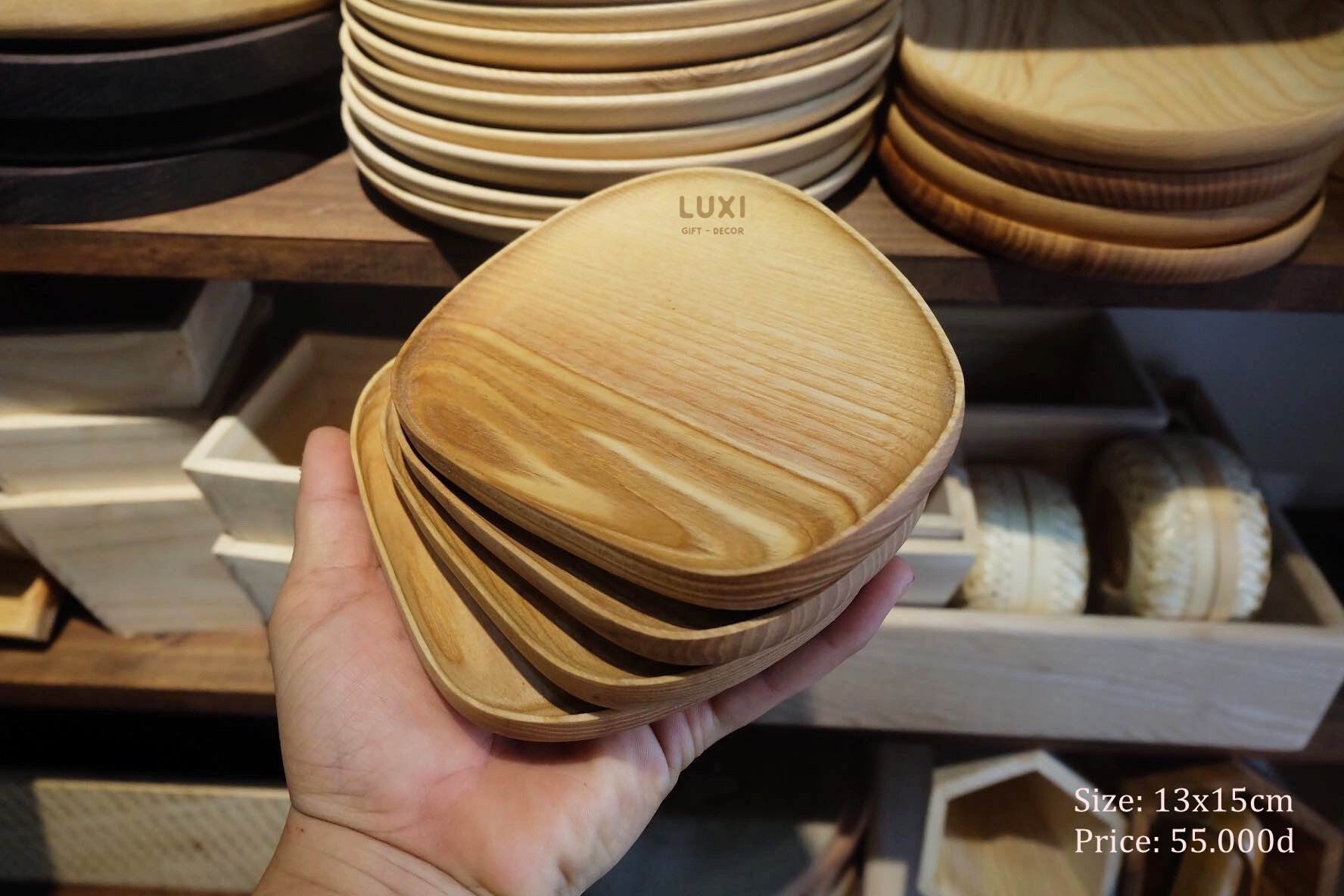 Khay gỗ lệch nhỏ - luxi decor