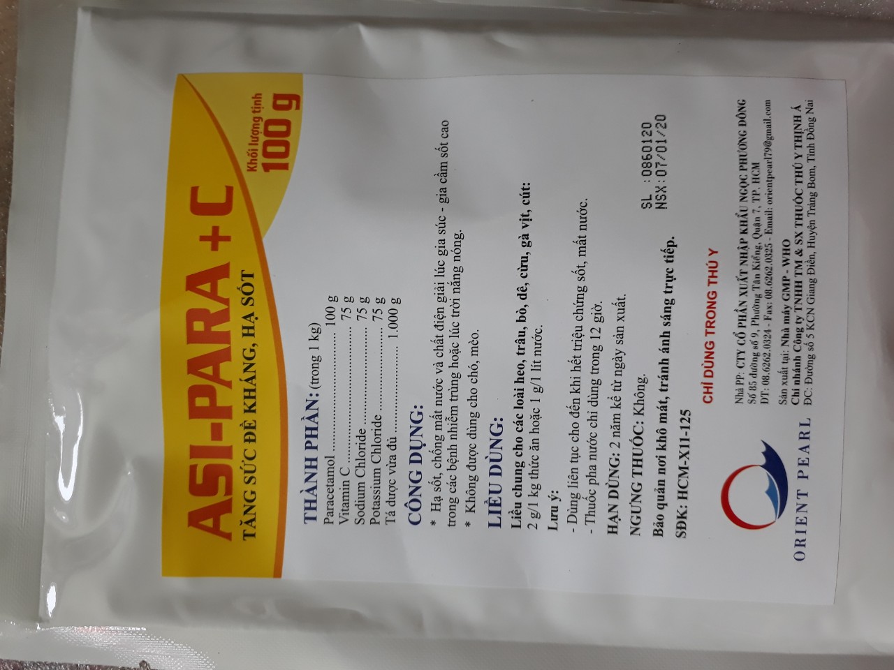 ASI PARA C 100g chuyên dùng cho vật nuôi sốt