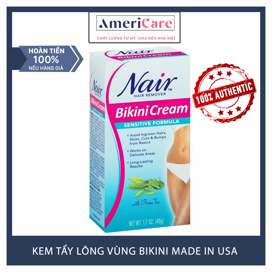 [BILL MỸ] KEM TẨY LÔNG CHO VÙNG BIKINI NAIR (48g) - WAX LÔNG CÔNG THỨC TRÀ XANH CHO DA NHẠY CẢM