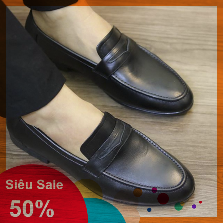 Giày lười nam da bò cao cấp thiếu kế sang trọng lịch lãm - gln05 - chuẩn soái ca bh 1 năm