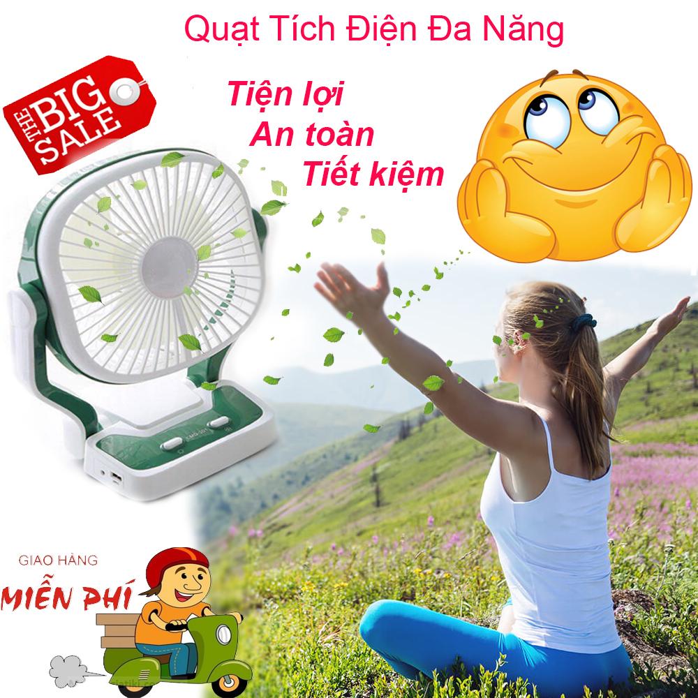 Quạt Sạc Điện, Quạt Tích Điện Quạt Thông minh, hiện đại tích hợp đèn led phiên bản mới 2019, Giá ưu đãi, Khuyến mại 1 khuyên móc điện thoại !