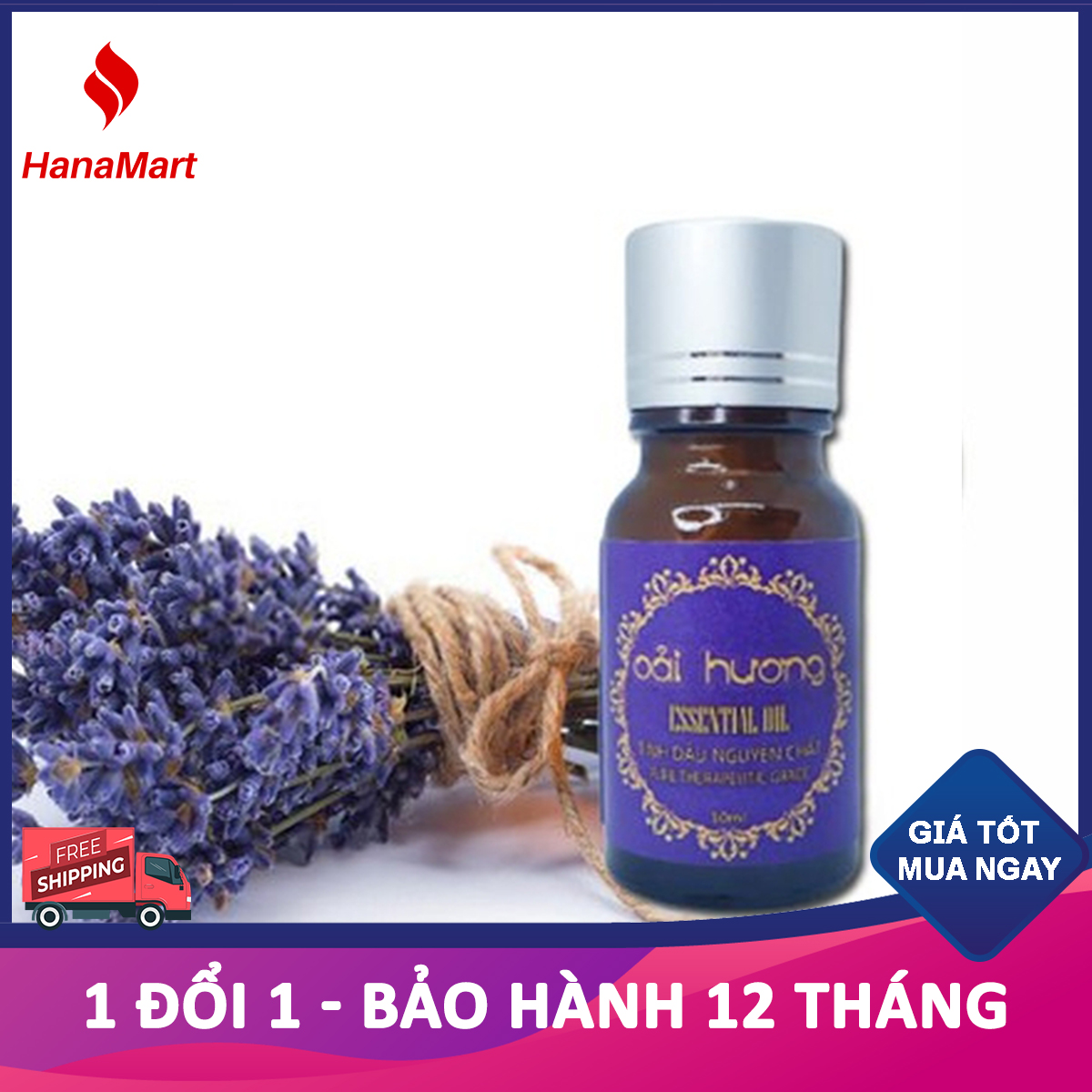 Tinh Dầu Xông Phòng Nguyên Chất Mùi Hoa Oải Hương Lavender- Chai 10ml - Khloe K - Hanamart