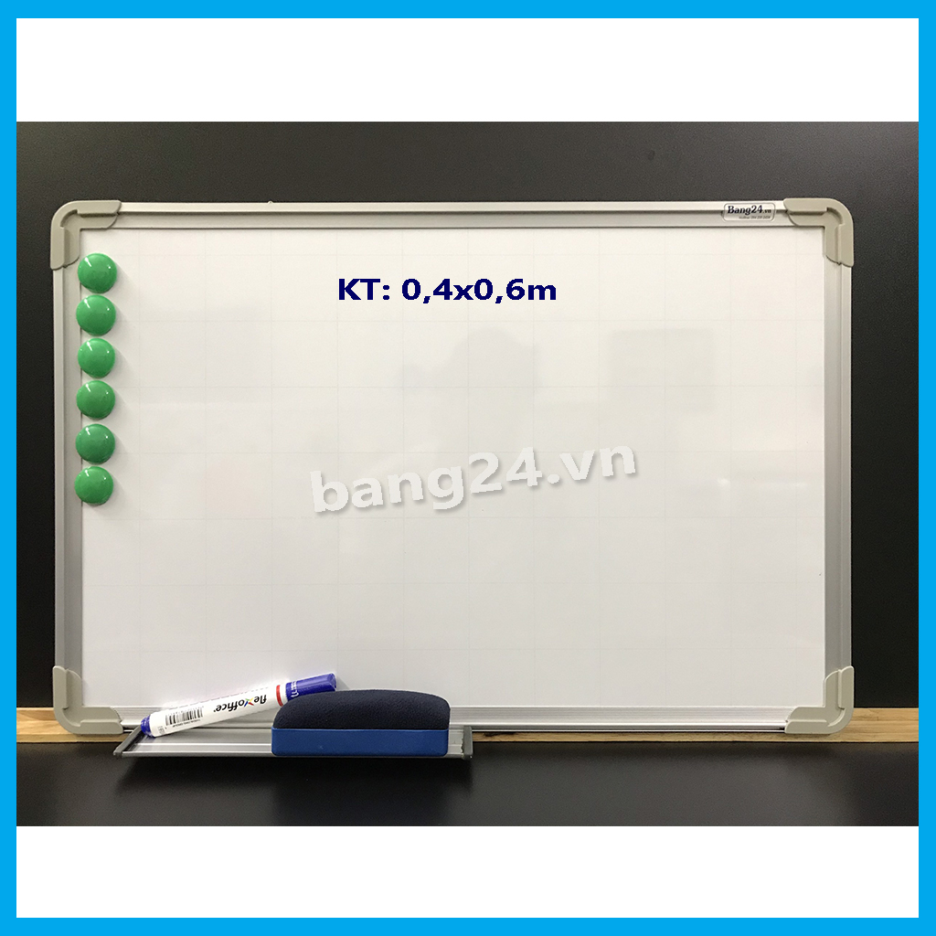 Bảng Từ Trắng - Bảng Viết Bút Lông - White Board, KT: 0,4x0,6m (Tặng kèm 1 khay để bút, 1 bút dạ, 1 xóa bảng và 6 viên nam châm)
