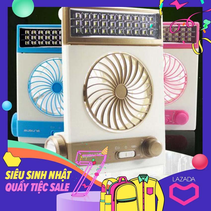 Gia quat sac dien, quạt tích điện năng lượng mặt trời 3 in 1 chiếu sáng, quạt mát, đèn soi pin tích điện. Mua Ngay HÔM NAY Tiết Kiệm Đến 50%