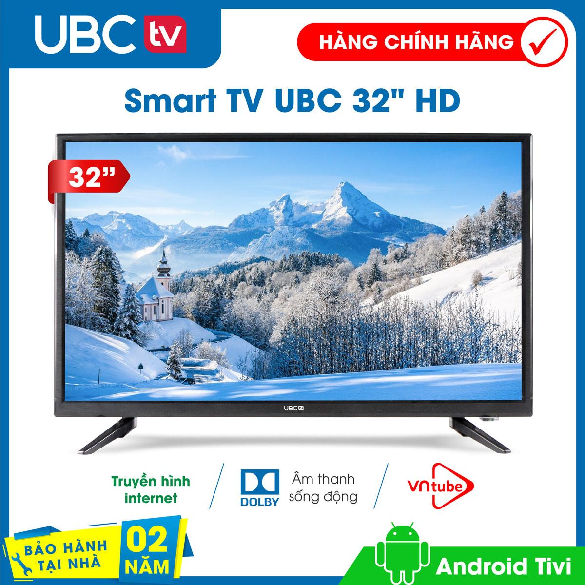 Smart tivi UBC HD 32inch Android 8.0 Model 32P500N - Bảo Hành 2 năm tận nhà tính năng bảo vệ trẻ em công nghệ dò kênh tự động Free-to-Air âm thanh Dolby