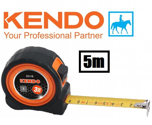 Thước kéo cuộn 5 mét thép nền vàng steel measuring tape kendo 35117