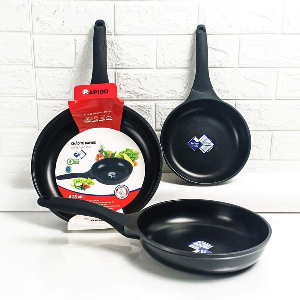 Chảo Từ Chống Dính Rapido Size 20 Đáy Phẳng Teflon RP20-RFT, 3 Lớp Chống Dính Teflon Nhập Khẩu Từ Mỹ, Đúc Nguyên Khối, Chịu Nhiệt Lên Tới 500 Độ C Tăng Hơn 30% So Với Chảo Thông Thường