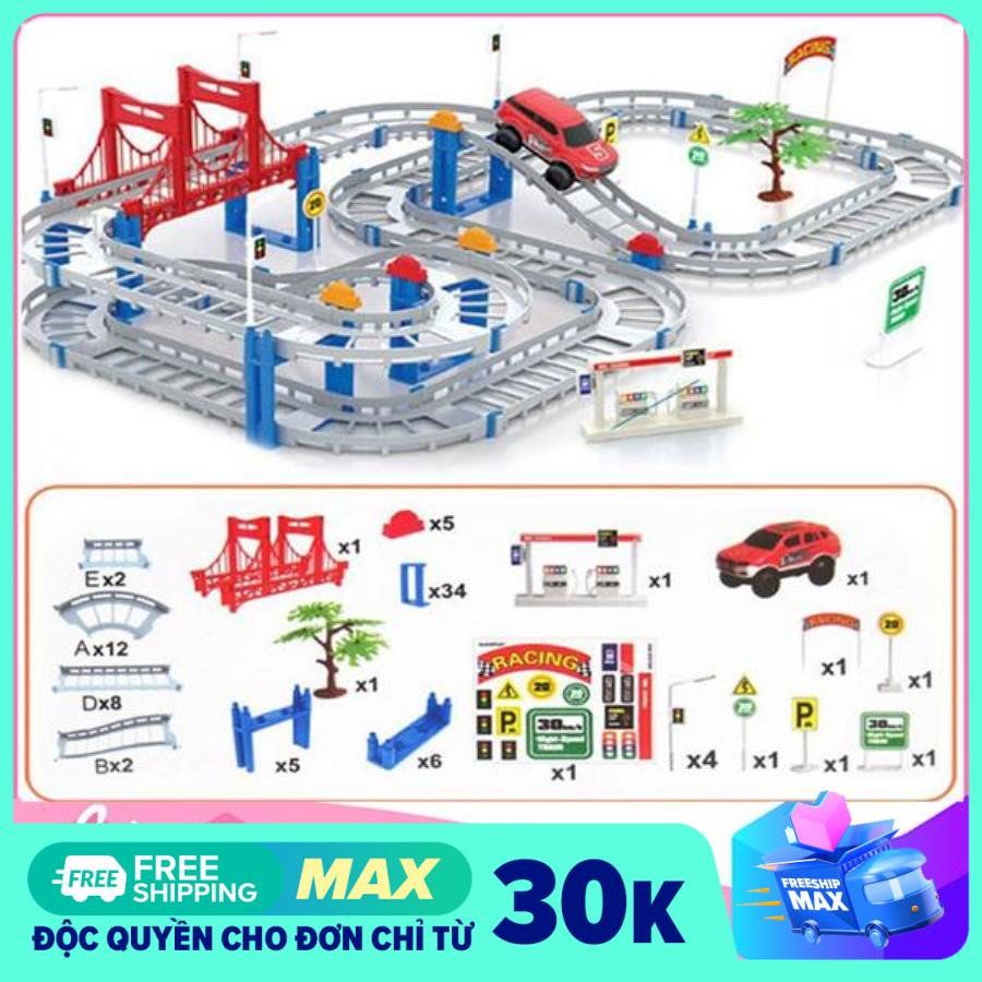 Bộ đồ chơi đường đua ô tô tàu lượn 88 chi tiết (loại to)
