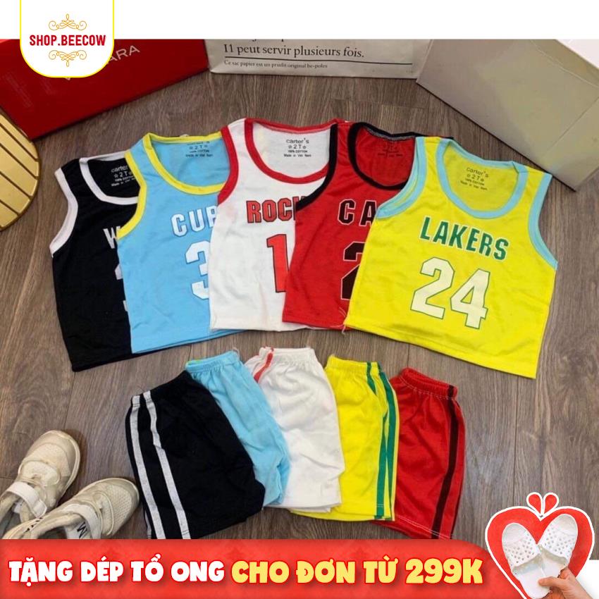 xả kho | BỘ COTTON SỐ BA LỖ THỂ THAO CHO BÉ 6-8KG SHOP.BEECOW chất liệu cotton thể thao thoáng mát hoạ tiết số hot hit
