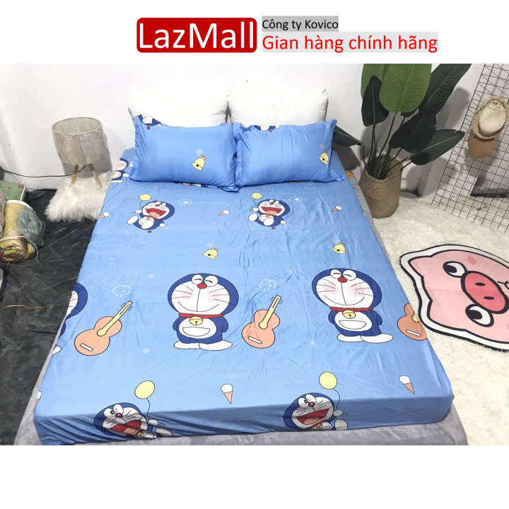 Bộ ga gối,Ga trải giường,gồm 1 ga 2 vỏ gối,dành cho đệm 1m6x2m,1m8x2m,2mx2m2 mẫu doremon đàn Sunzin  Kho chăn ga gối, ga giường, drap giường