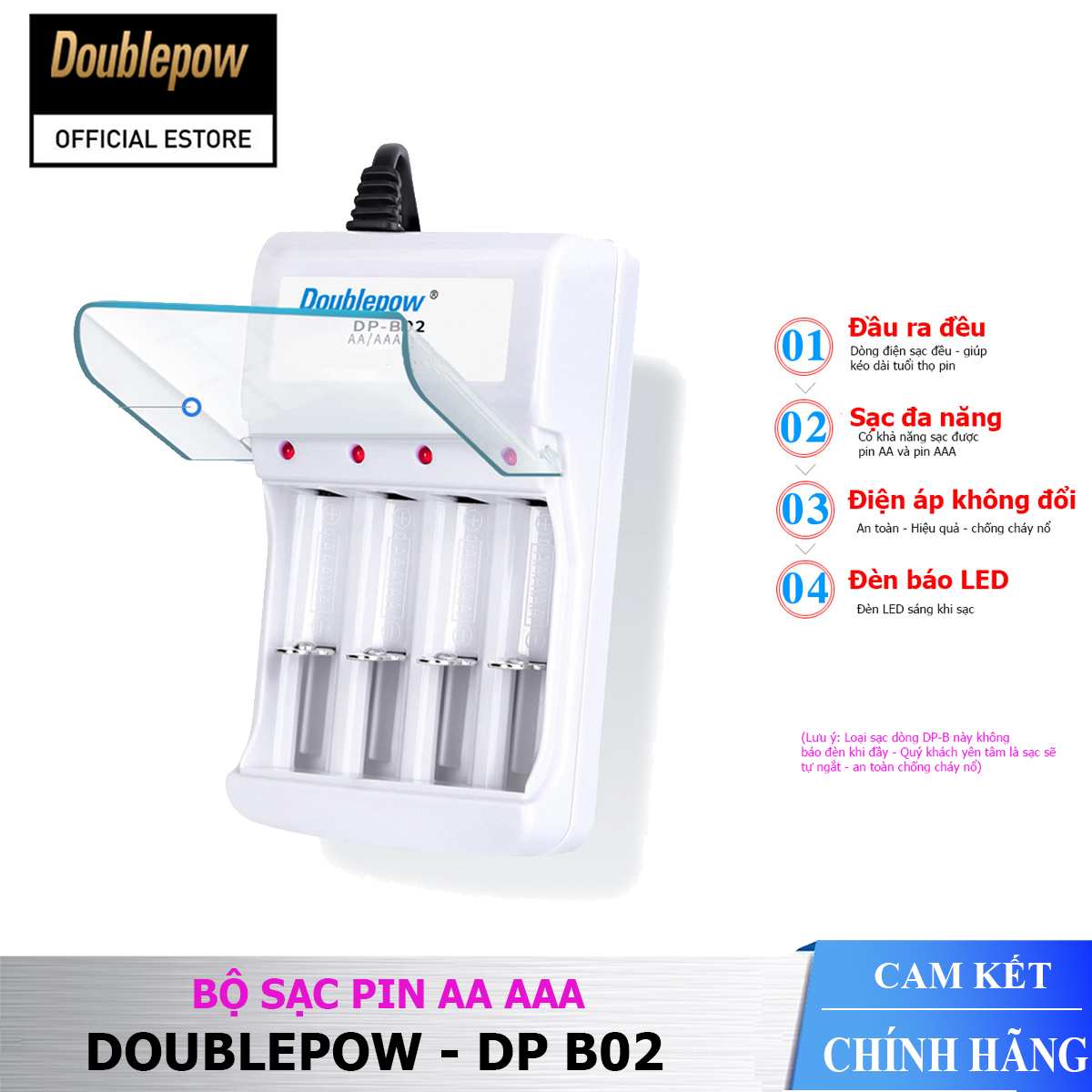Sạc pin tiểu AA AAA Doublepow DP-B02 - Hàng chính hãng
