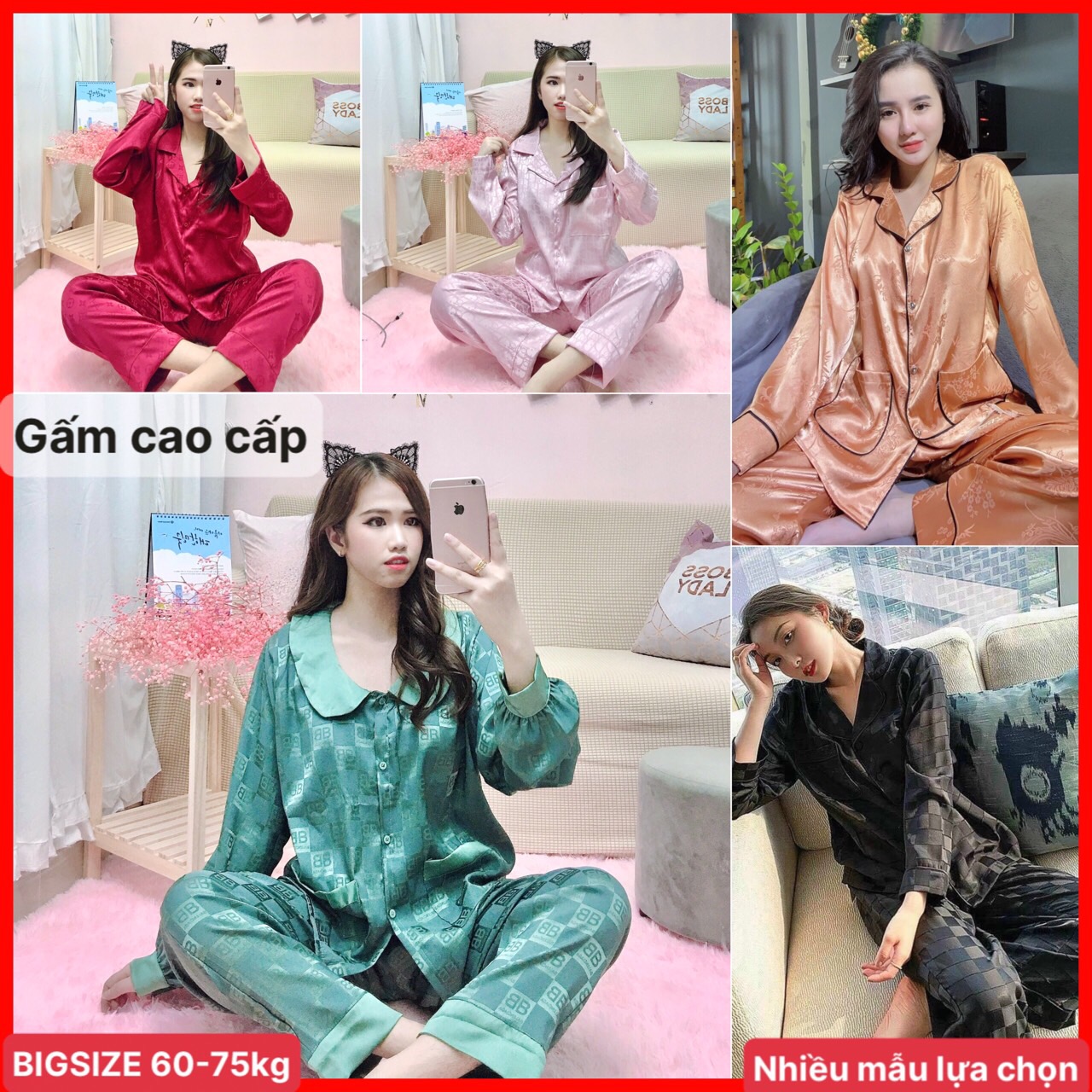 Bộ pizama gấm cao cấp sang chảnh rộng thoải mái ❤️ có túi quần ❤️ pijama ❤️ tay dài quần dài ❤️ phối ❤️ big ❤️ nữ ❤️ đại ❤️ đồ sau sinh ❤️ đồ bầu ❤️ bộ mặc bầu ❤️ mang thai