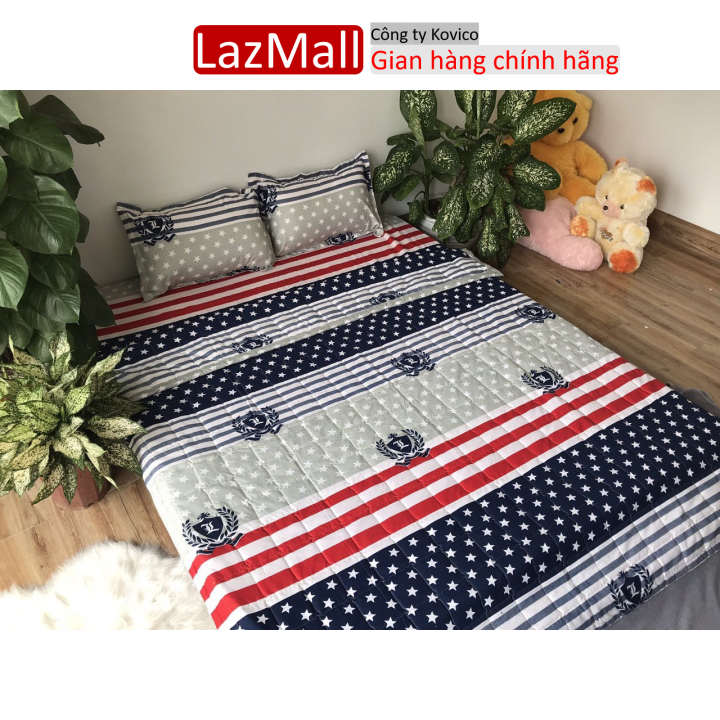 Chăn hè thu trần bông 3 lớp cotton poly 1m8x2m mẫu cờ mỹ Sunzin  Kho chăn ga gối, ga giường, drap giường