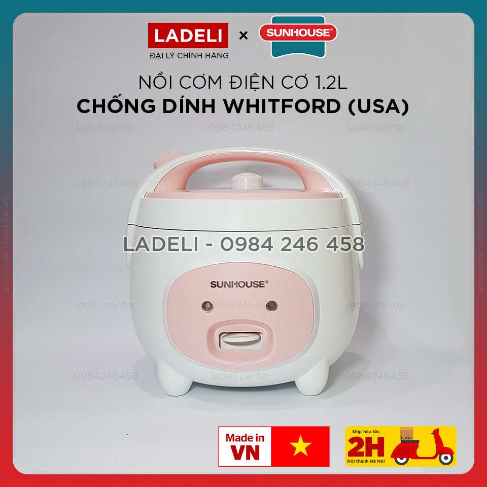 Nồi cơm điện 1.2l sunhouse shd8217w bảo hành 12 tháng