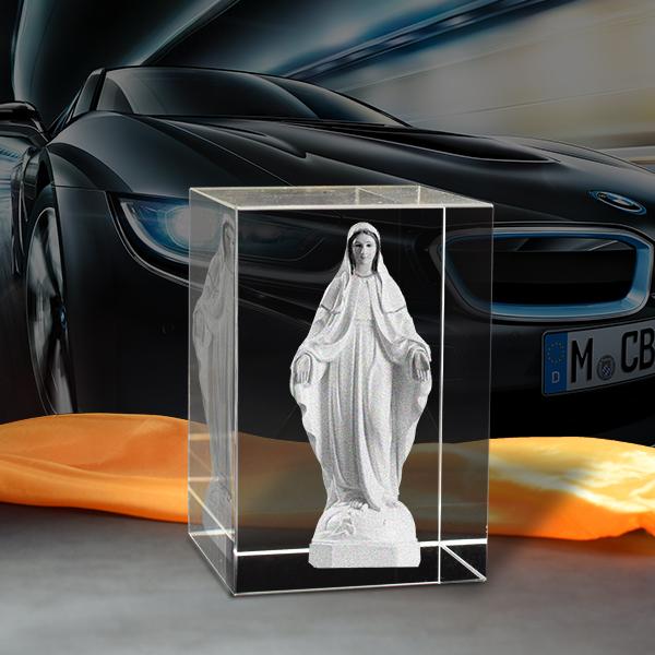 [HCM]Tượng Đức Mẹ Ban Ơn - Hình 3D trong khối Pha Lê- Trang trí bàn làm việc- Để trên xe Ô tô