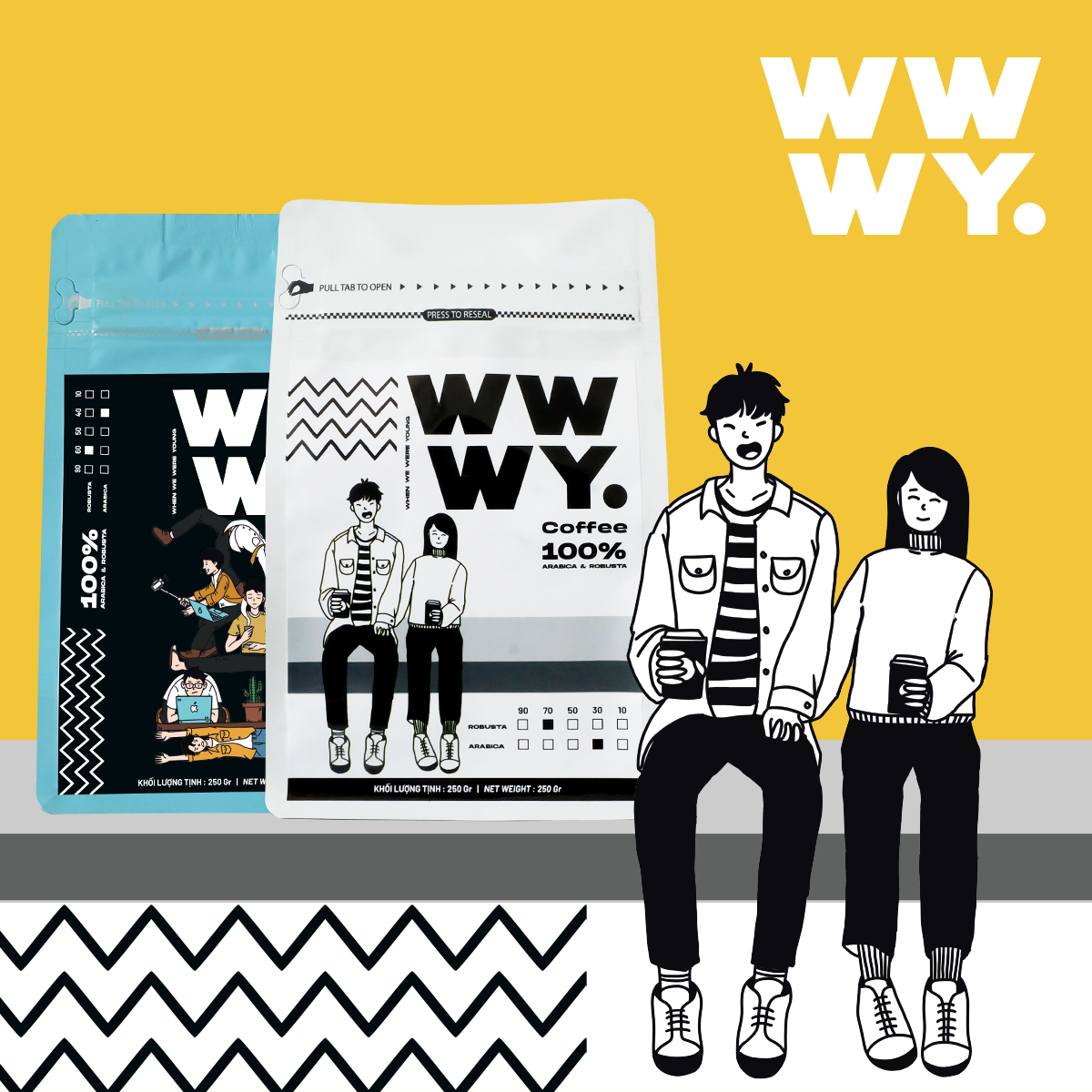 Combo Cà phê xanh , sạch - WWWY Couple & Work - 500 Gr - chất lượng , đậm , mạnh , cà phê phối trộn nguyên chất , thích hợp làm quà tặng