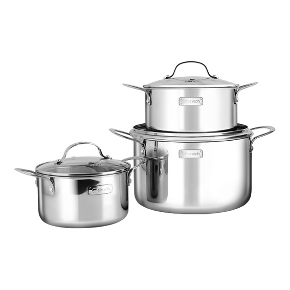Bộ 3 nồi inox 3 lớp đáy liền cao cấp elmich trimax el-3741 - bảo hành 3 năm