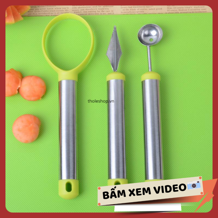 Bộ 3 Dụng Cụ Cắt Tỉa Trái Cây chất liệu inox và nhựa cao cấp, sáng bóng, bền đẹp