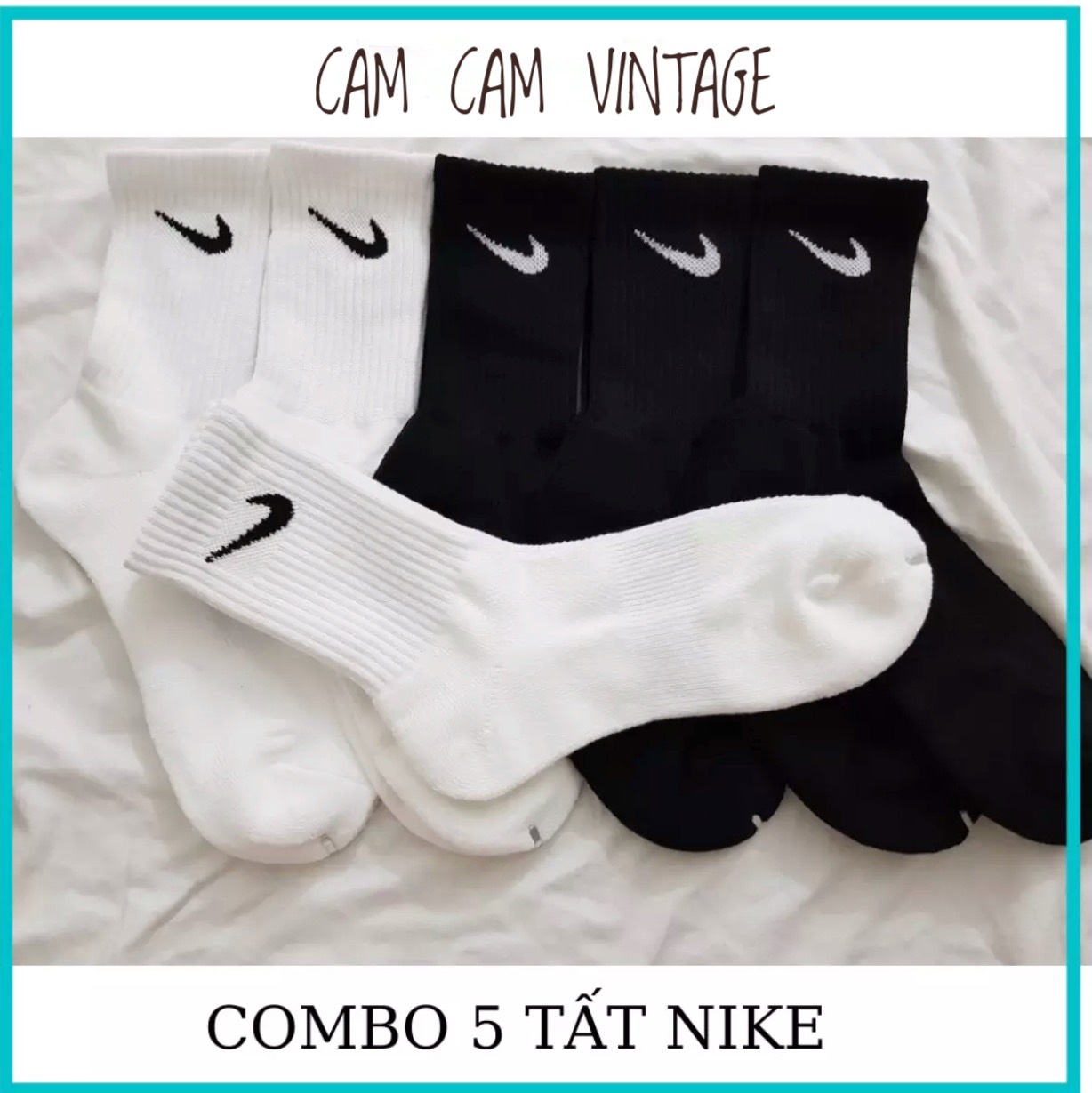 TẤT N. IKE THỂ THAO NAM CỔ CAO ĐÁ BÓNG - Vớ nam cao cổ chữ Ni. ke, Adi das set 5 đôi - Tất cổ cao đá bóng Nam - Vớ đá banh ni. ke, adi. das Cổ cao nam Tất Vớ thể thao trắng dệt kim dày đẹp siêu bền - Vớ Trắng cao cổ