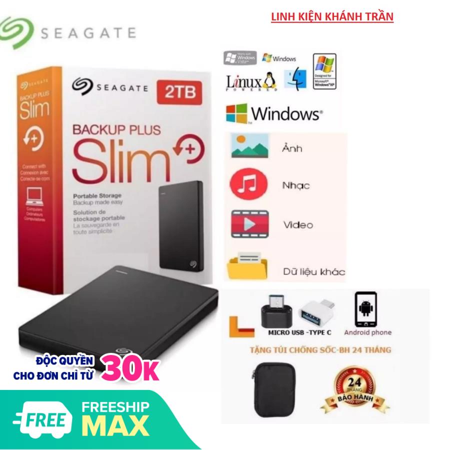 Ổ cứng di động seagate backup plus slim 500gb- bảo hành 24 tháng - tặng túi chống sốc