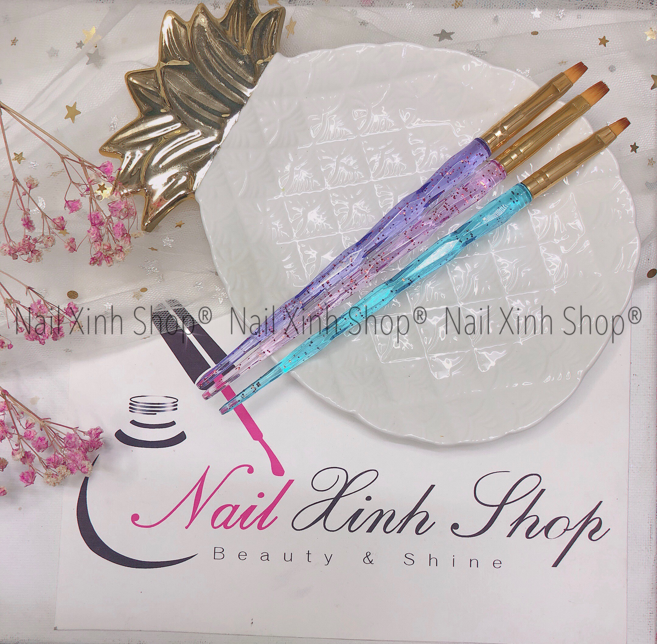 [HCM]Set cọ vẽ gel đắp gel uv cọ vẽ móng tay nghệ thuật nail art 2020 (set 3 cọ bản đắp gel cao cấp)