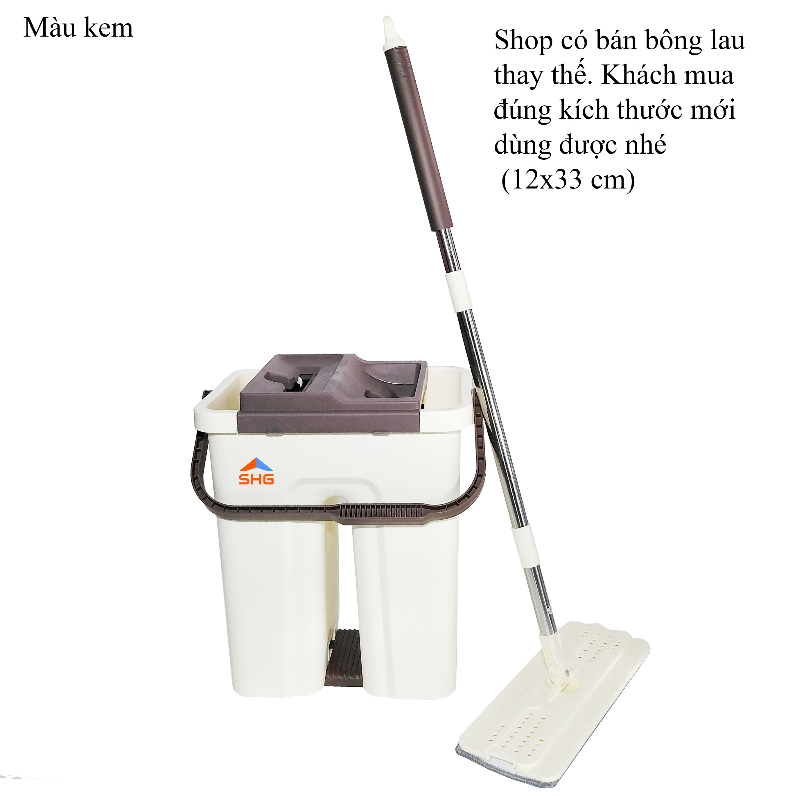 (BUU DINH) BỘ LAU NHÀ CHỮ NHẬT CAO CẤP, HAI BÔNG LAU, MĂM LAU HÌNH CHỮ NHẬT, LƯỠI VẮT VÀ XẢ BÔNG LAU CỰC CHẮC CHẮN