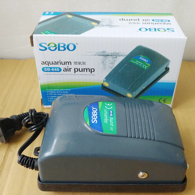 Máy Sủi oxi bể cá cảnh SB 648A SOBO-02 Vòi tặng kèm 2m dây dẫn và 02 quả sủi cho hồ cá cảnh