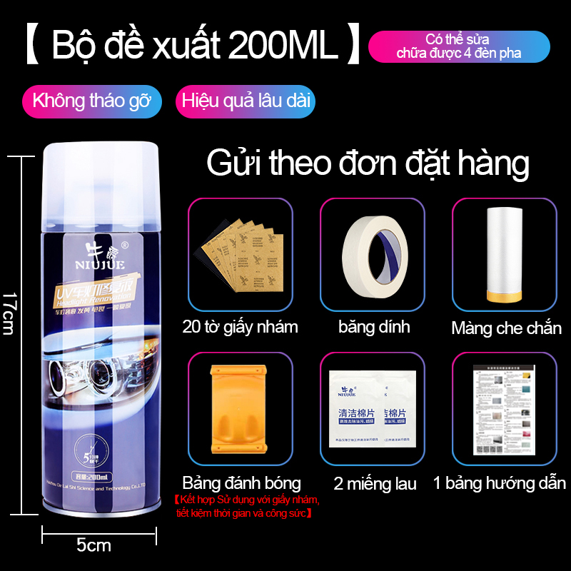 Bình xịt đánh bóng đèn pha ôtô HongNghi phục hồi nguyên trạng trong suốt của đèn pha