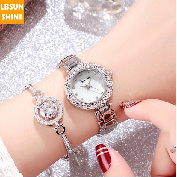 [SIÊU SALE + TẶNG LẮC TAY XINH XẮN] Đồng hồ Jasina mặt đá viền kim cương phủ Saphiar chống xước chống nước