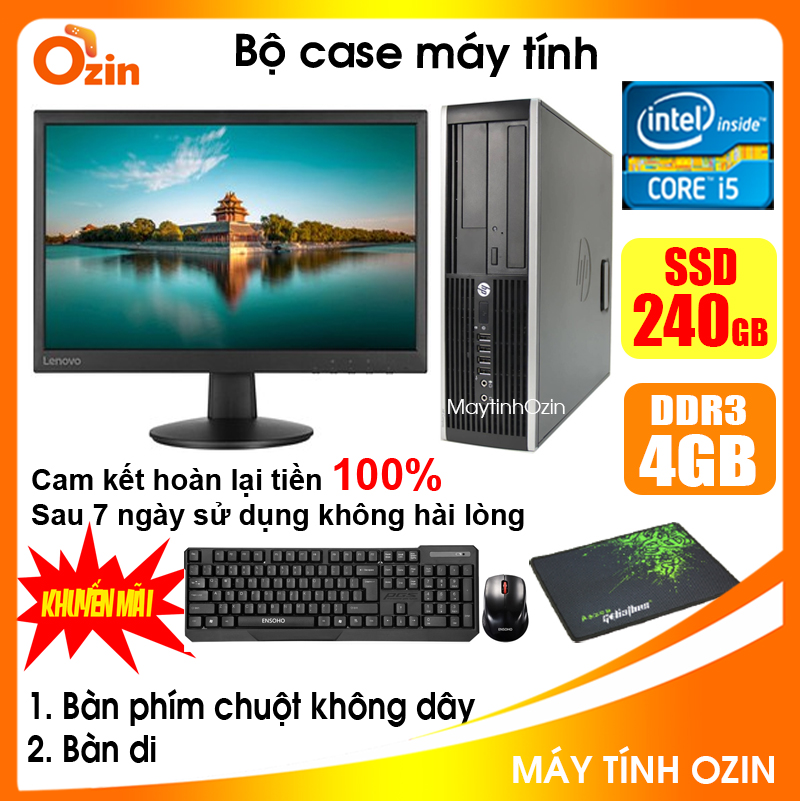 [Trả góp 0%]Bộ Case máy tính để bàn HP + Màn hình 18.5 inch Pentium G2010 / i5-3330 / Ram 4GB - 8GB / SSD 120GB - 240GB [QUÀ TẶNG: Bộ phím chuột + USB thu wifi +  bàn di chuột] HPI53 - LOZ