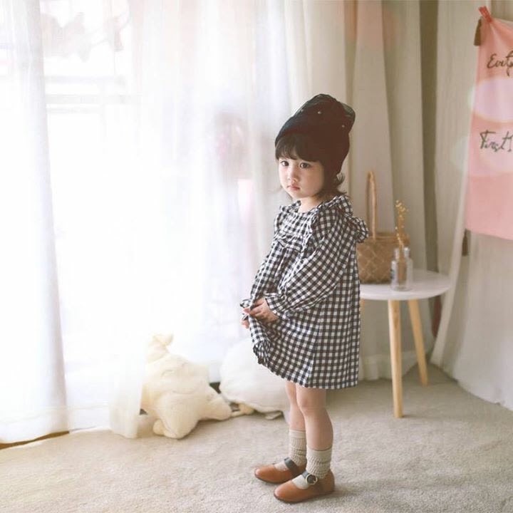 [TẶNG KẸP TÓC CUTE] Váy kẻ dài tay cho bé gái phong cách hàn quốc, hàng thiết kế [chillichanV01]