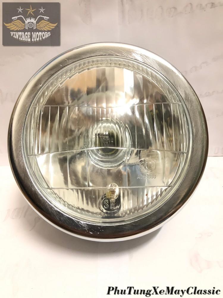 ĐÈN PHA XE MÁY ĐỘ CLASSIC - Đèn Pha Su GN màu mạ inox