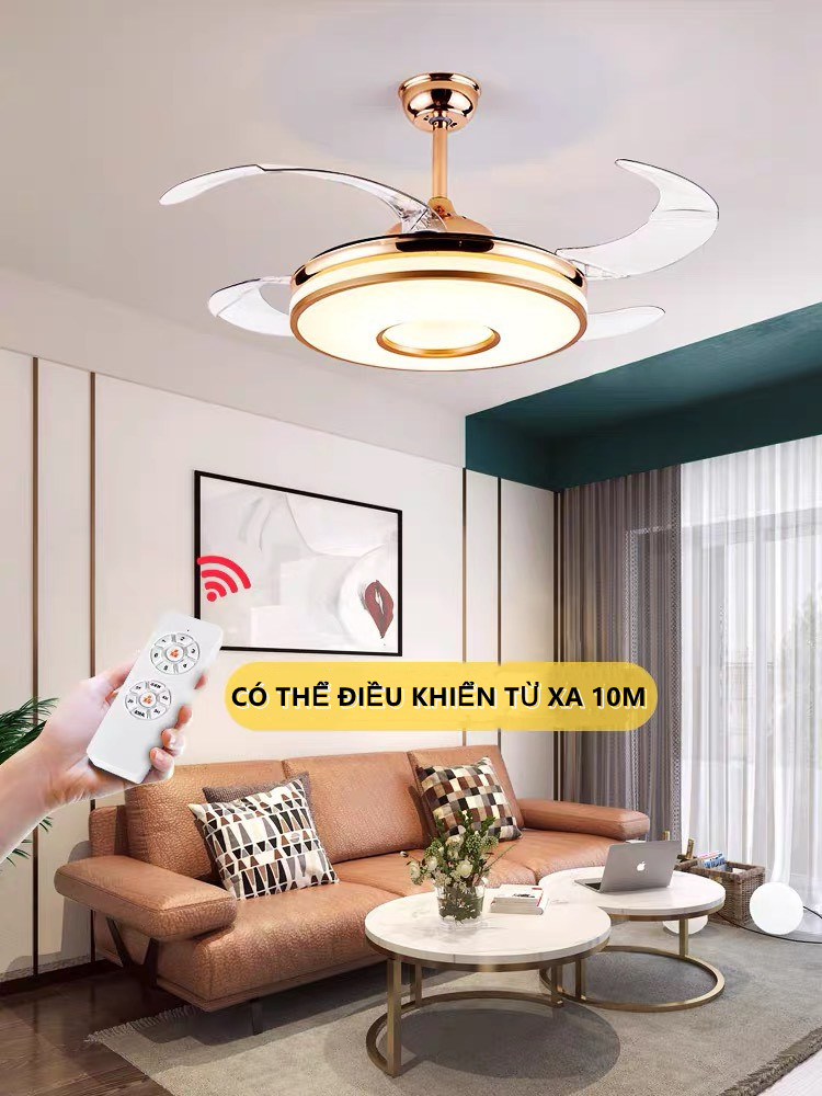 Quạt đèn 72W (3 chế độ) tần FS-002 Bluetooth số vô hình hiện đại tối giản quạt trần tối giản phòng ngủ nhà hàng với quạt điện đèn chùm phòng khách nhà