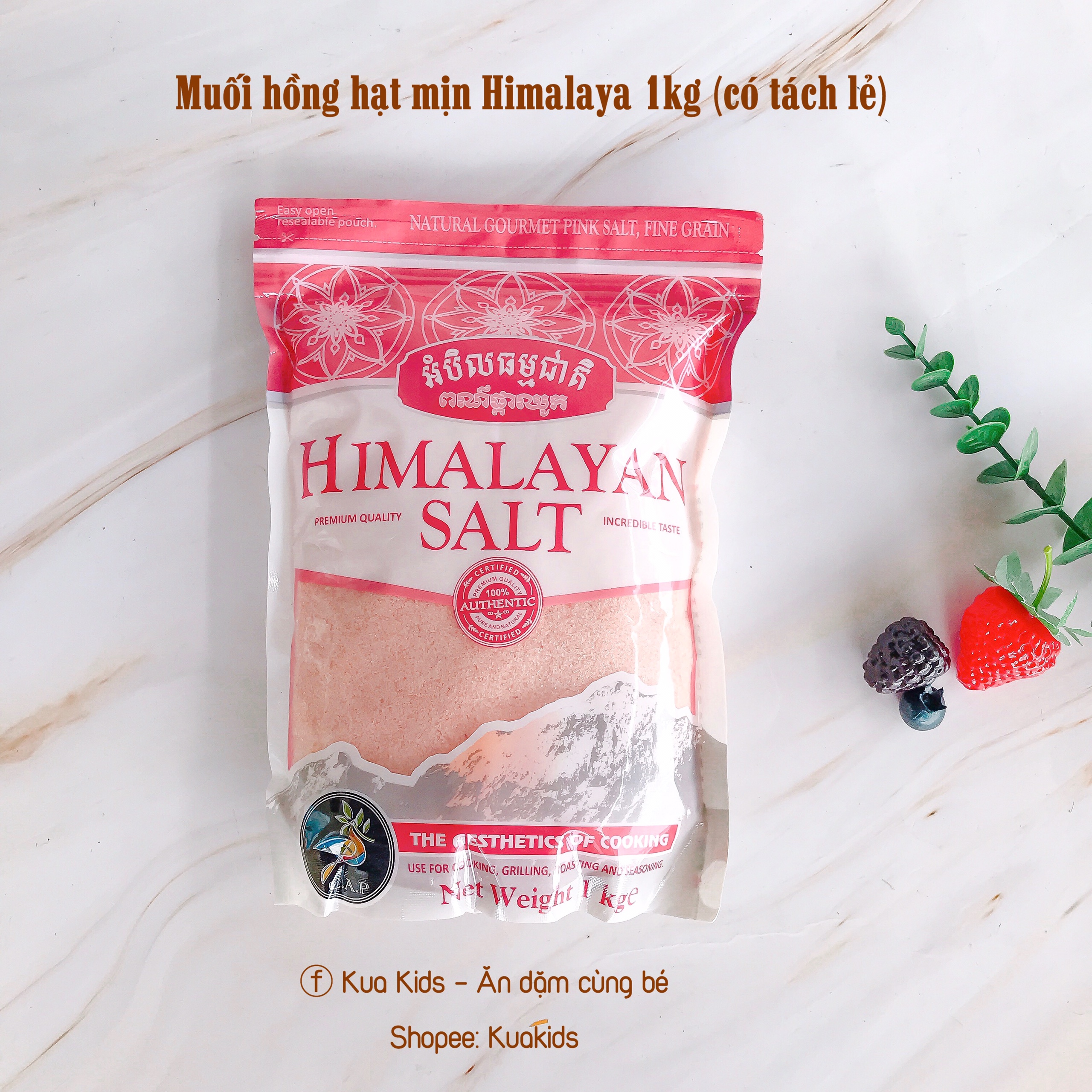 Muối Hồng Hạt Mịn Himalaya 1Kg (Có Tách Lẻ) - 1kg