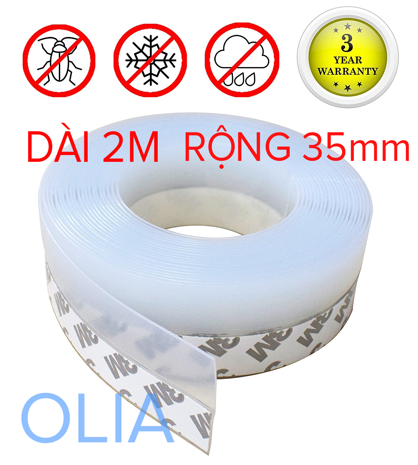 Cuộn 5 Mét - Dây silicon ron gioăng dán viền cửa chống côn trùng tiện lợi OLIA