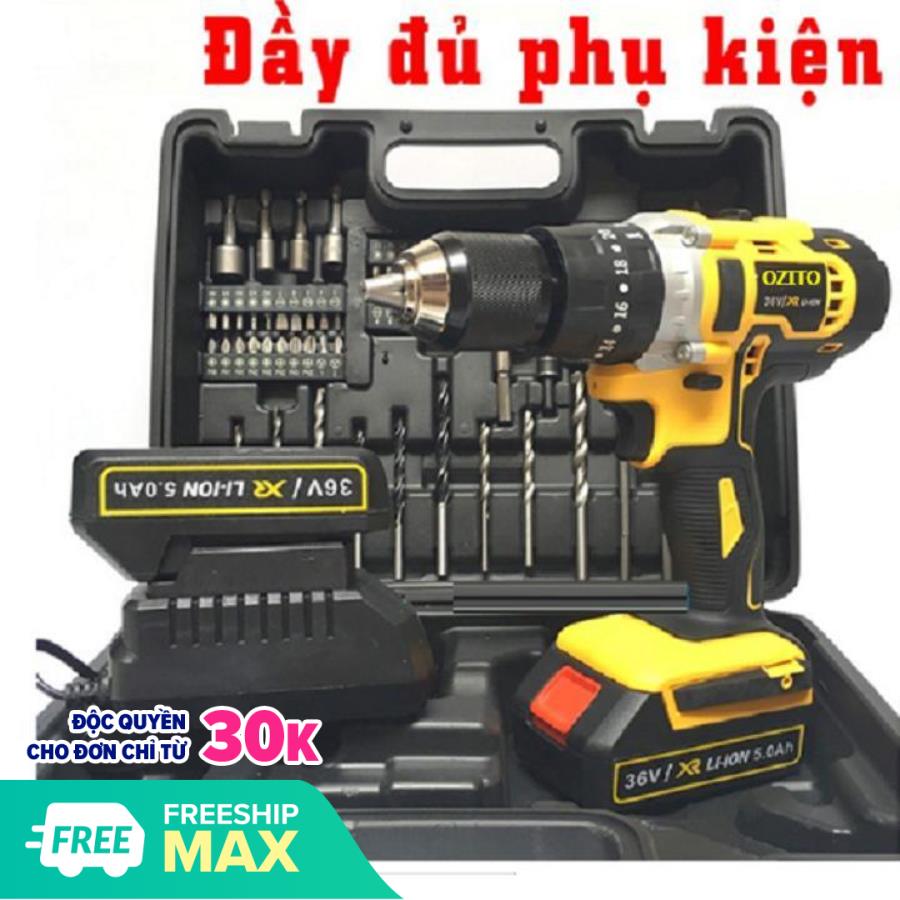 Máy khoan pin máy khoan bê tông máy khoan búa Máy khoan bê tông dùng pin 36V OZITO 1 PIN TẶNG BỘ MŨI KHOAN máy khoan pin máy bắn vít máy khoan cầm tay