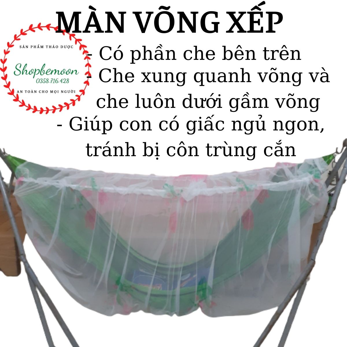 Màn võng xếp - cho con giấc ngủ ngon, an toàn, tiện lợi - shopbemoon