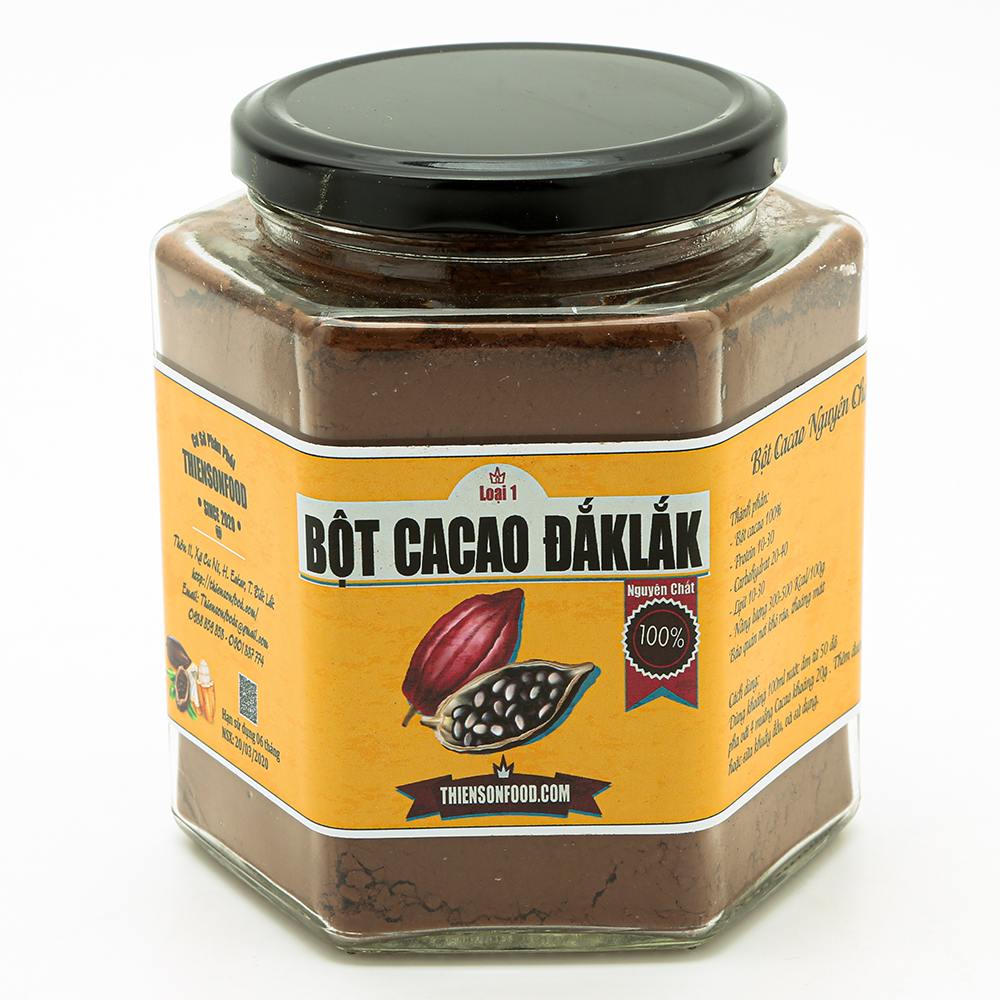Bột cacao nguyên chất 100%, hương vị cao nguyên hũ 1kg