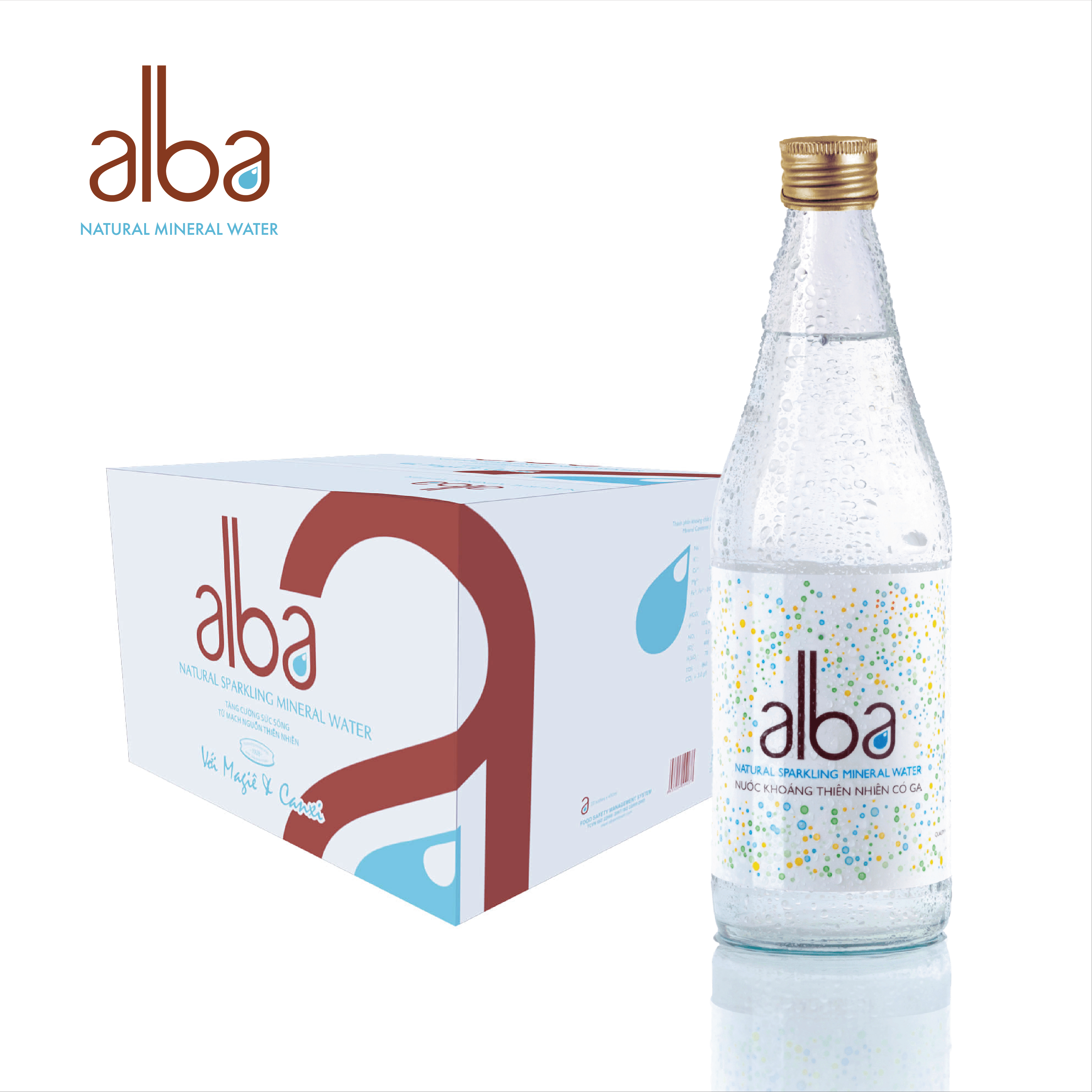 Thùng 20 chai nước khoáng thiên nhiên alba có ga Alba 450ml
