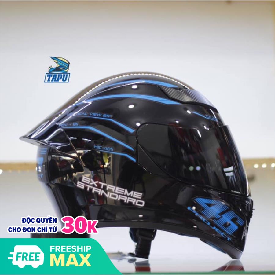 Nón fulface Royal GXT M138B 1 kính đen bóng lên tem 46 Xanh dương